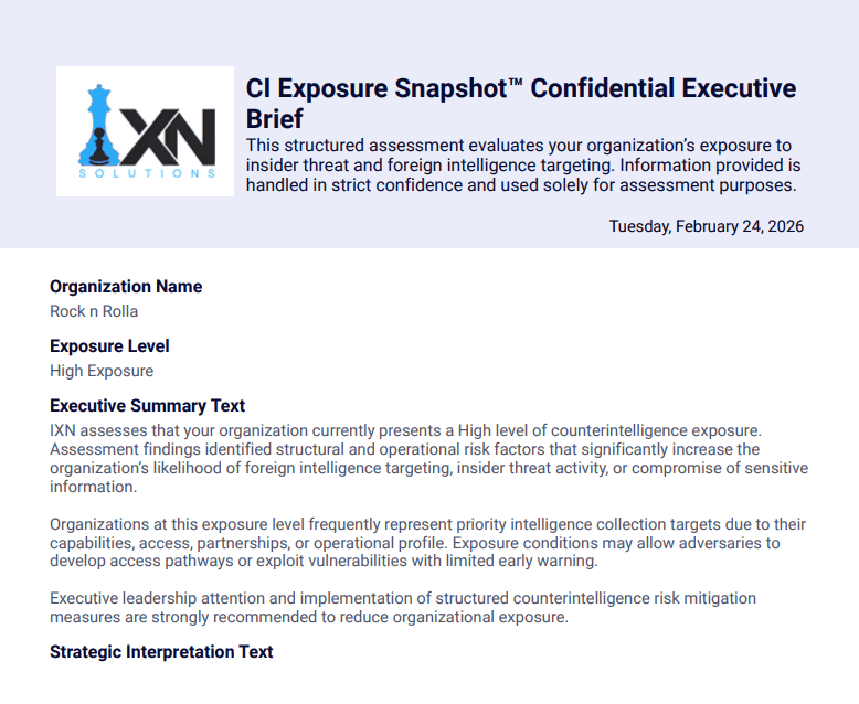 CI Exposure Snapshot Confidential Executive Brief